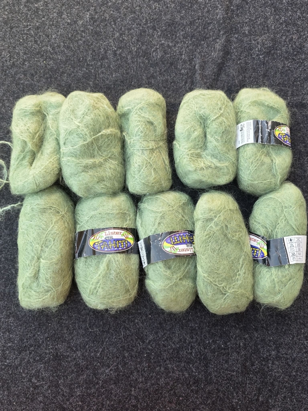 Light Green Fluffy Mohair Blend Yarn - Lot of Skeins